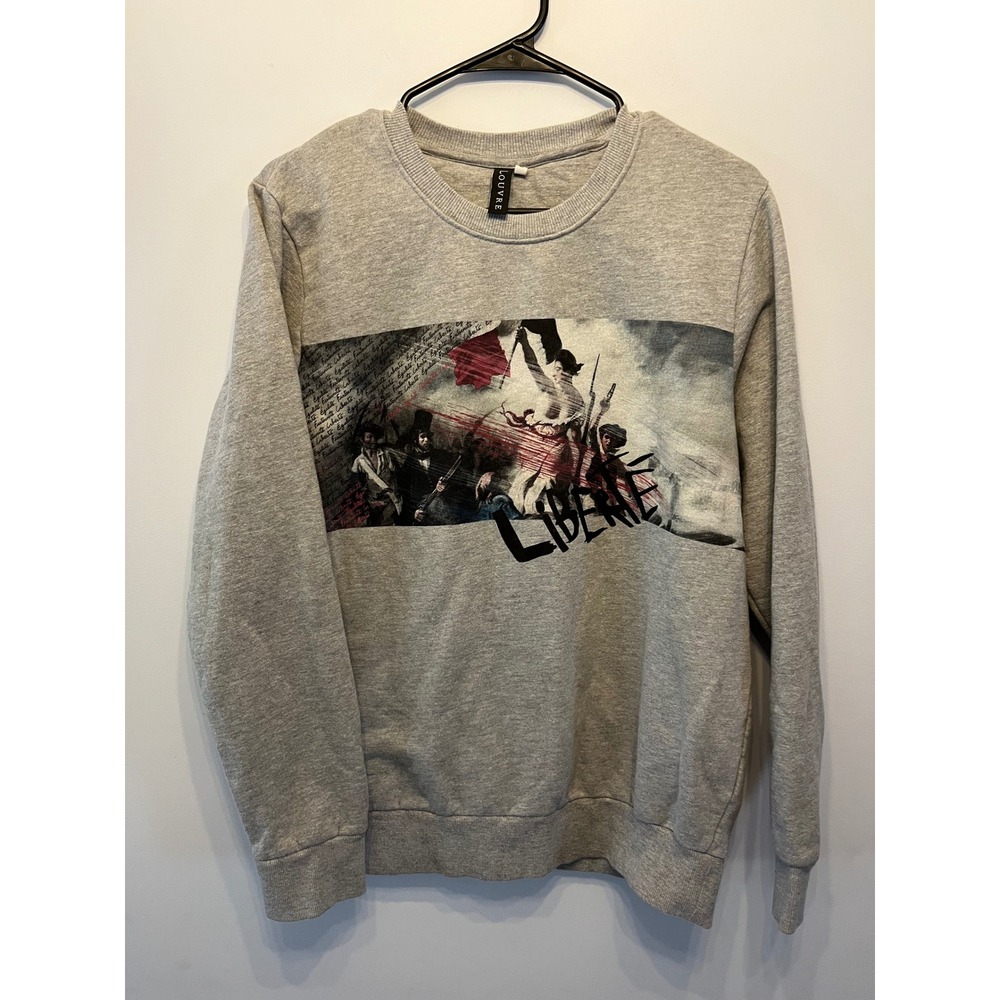 Louvre Museum Liberty Leading the People Graphic Sweatshirt Gray Art History L